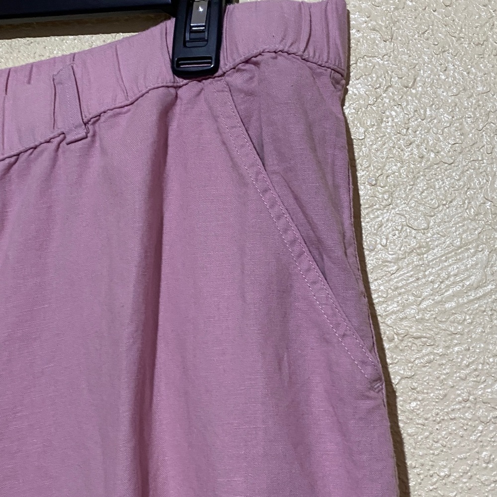 Liz Claiborne Cropped Pants XXL Pink Wide Leg Relaxed 4-Pockets Linen Cotton - Picture 5 of 13